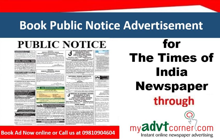  Booking Public Notice Advertisement in The Times of India Newspaper is Easy