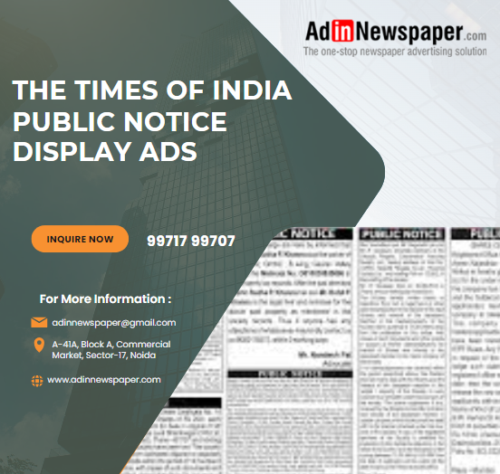 Times of India Public Notice Display Ads
