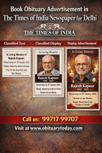 Book obituary ads in The Times of India