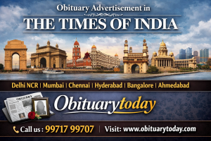 Obituary Advertisement in The Times of India Newspaper