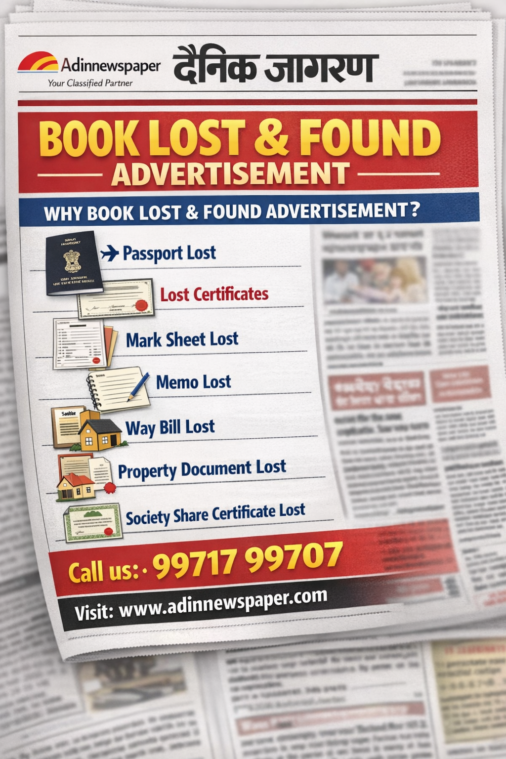 Dainik Jagran Lost and Found Ads
